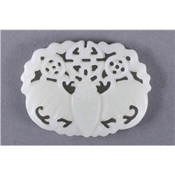 Fine Chinese Carved White Jade Pendant Bat