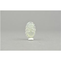 Chinese Carved White Jadeite Pendant