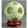 Image 1 : Chinese Carved Celadon Jade Puzzle Ball with Stand
