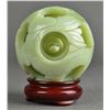 Image 2 : Chinese Carved Celadon Jade Puzzle Ball with Stand