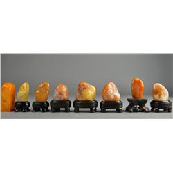 Set Eight Chinese Tianhuang Stone Carved Boulders