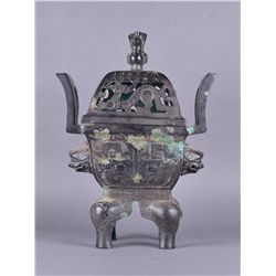 Chinese Late Qing Shang-Style Bronze Censer