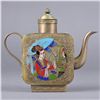 Image 2 : Chinese Silver Tea Pot w/ Enameled Scene of Beauty
