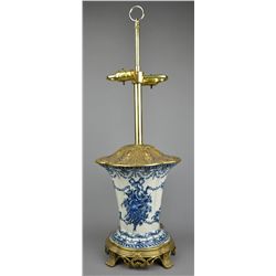 Chinese Export Blue & White Converted Lantern