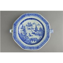18th C. Chinese BW Octagon Food Warming Plate