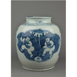 19th C. Chinese Blue & White Porcelain Jar