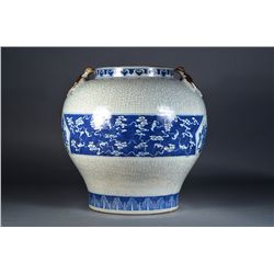 Chinese Blue & White Jar Figural Immortal Scene