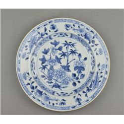 18th Century Chinese Blue & White Porcelain Plate