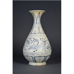 Chinese Blue & White Yuhu Vase