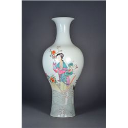 Chinese Famille Rose Figural Vase Qianlong