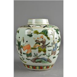 19th C. Chinese Famille Verte Ginger Jar Kangxi