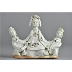Chinese Blanc de Chine Brush Rest Bodhisattvas