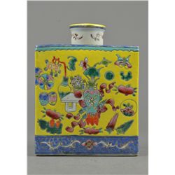 19th C. Chinese Yellow Ground Tea Caddy