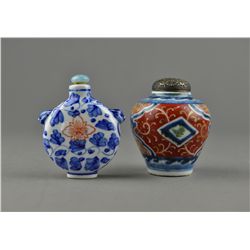 Set of Two Chinese Porcelain Snuff Bottle & Jar