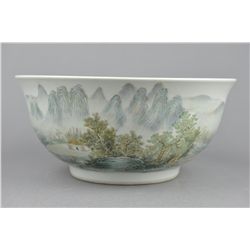 Chinese Porcelain Bowl Landscape Scene Guangxu