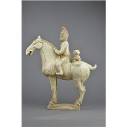 Chinese Tang Glazed Horse w/ Dog & Rider Jian Ding