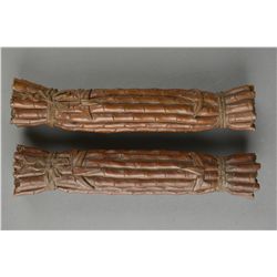 Set of Two Chinese Ceramic Paper Weights of Bamboo