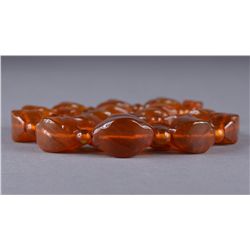Chinese Honey Amber Carved Necklace