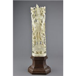 Indian Ivory Carved Figure of Four-Armed Guanyin