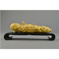 19th C. Chinese Ivory Carved Reclining Buddha