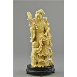 19th C. Chinese Ivory Figure Woman Holding Basket