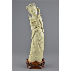 19th Century Chinese Ivory Carved Beauty Marked