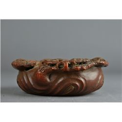 19th Century Chinese Carved Bamboo Brush Washer