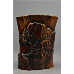Chinese Huanghuali Carved Brush Pot