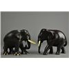 Image 2 : Pair Chinese Carved Zitan Elephants with Ivory