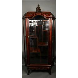 Chinese Qing Hongmu Rosewood Carved Curio Cabinet