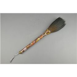 Chinese Cloisonne Horsehair Brush Agate End Pieces