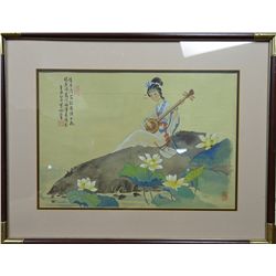 Framed Chinese Watercolour Painting on Silk