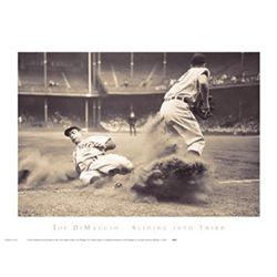 Joe DiMaggio Sliding Into Third Bettmann Baseball Print