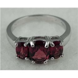 STERLING PLATINUM GARNET RING 1.77 CTW