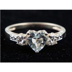 10K YELLOW GOLD HEART TOPAZ DIAMOND RING .90 CTW