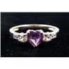 Image 1 : 10K WHITE GOLD HEART SHAPE AMETHYST RING .90 CTW