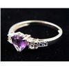 Image 2 : 10K WHITE GOLD HEART SHAPE AMETHYST RING .90 CTW