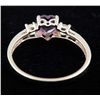 Image 3 : 10K WHITE GOLD HEART SHAPE AMETHYST RING .90 CTW
