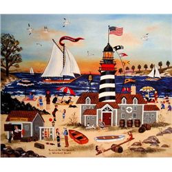 Jane Wooster Scott Signed Beacon on the Beach Print