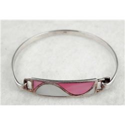 MOTHER OF PEARL STERLING PINK & WHITE BRACELET