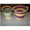 Image 1 : 2 - African Leather Handled Baskets made in Ghana