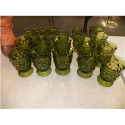 20 Green Vintage Cut Glasses