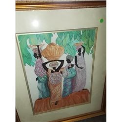 Large Gold Frame African Art Picture