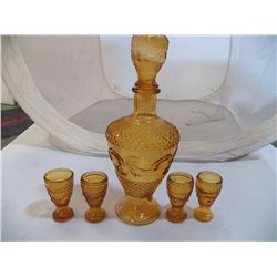 Amber Glass Cordial Set
