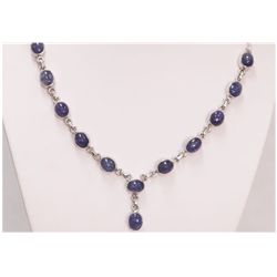 NATURAL 102.10 CTW TANZANITE OVAL NECKLACE .925 STERLIN