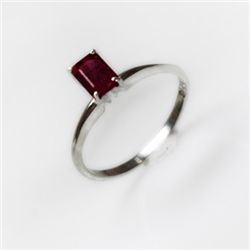 Natural 4.00 ctw Garnet Emerald Cut .925 Sterling Ring