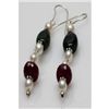 Natural 40.53ct Ruby,Pearl,Emerald Earrings .925 Sterli