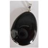Natural 54.85 ctw Black Onex Oval Pendant .925 Sterling