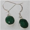 Image 1 : Natural 4.1g Emerald Oval Earrings .925 Sterling