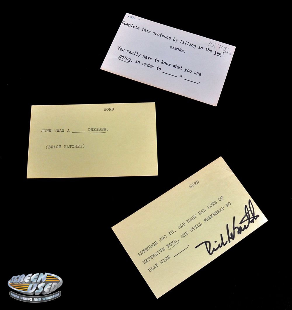 Set of 3 original question cards used by Gene Rayburn from the game